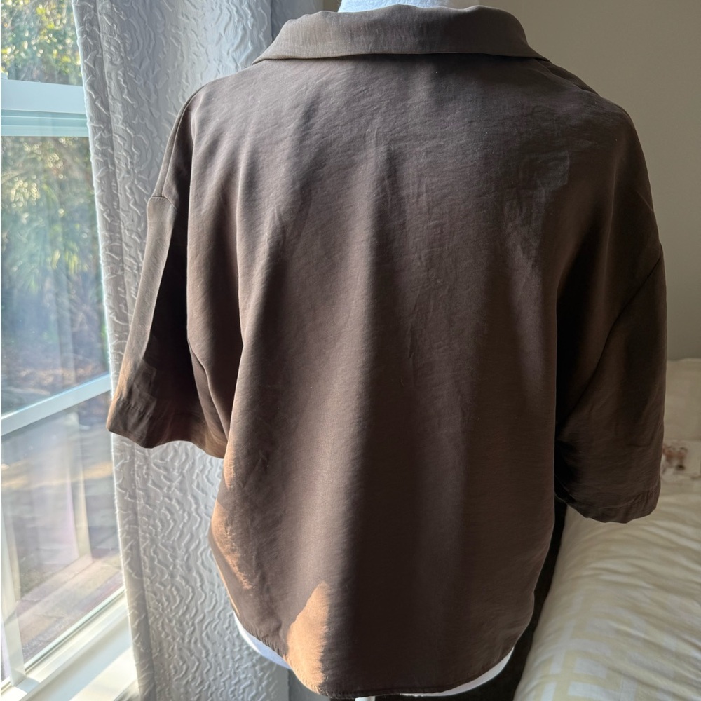 Zara Chocolate Button-Down Women's Shirt - Picture 4 of 5